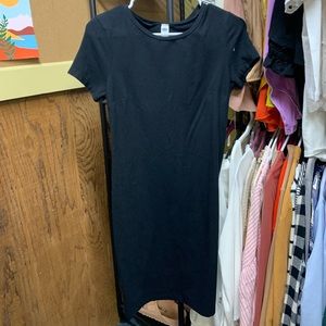 A black short sleeve mini dress
